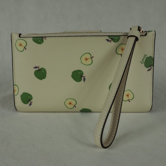 Coach Tech Wallet Canvas Leather Phone Apple Print Chalk White Green Multi C4607 - Picture 5 of 10